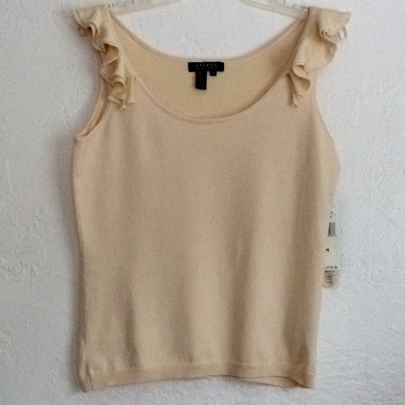 Lauren Ralph Lauren silk knit shell with ruffles - Picture 2 of 8